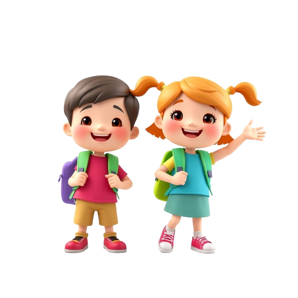 طفلان يحملان حقائب مدرسية